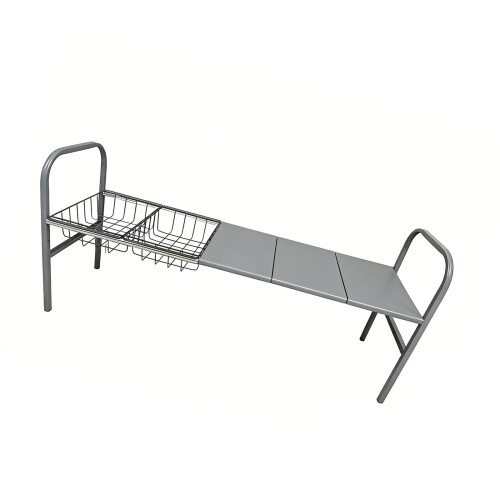 Efficient Kitchen Rack Extendable 3 Boards 2 Baskets Solid-Gray