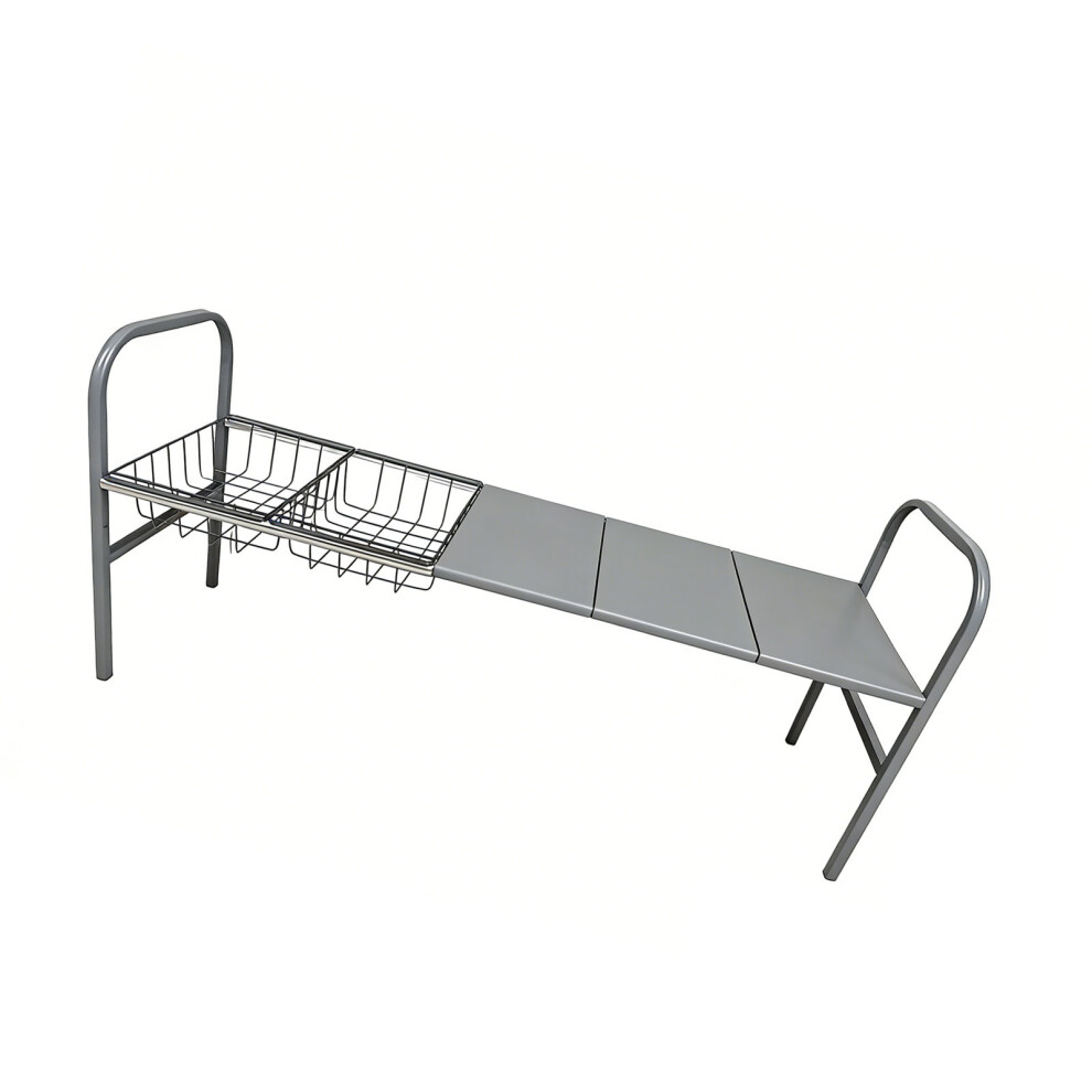 Efficient Kitchen Rack Extendable 3 Boards 2 Baskets Solid-Gray