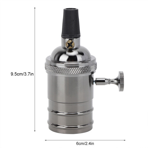 Retro E27 Lamp Holder with Switch, Aluminum, 9.5x6cm