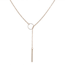 Collier lariat pour femme, bijou tendance, collier pendentif en Y simple en or avec cercle minimaliste et barrette, résistant au ternissement, sans