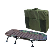 Fishing Bedchair Adjustable Reclining 6 Leg Bed Chair Large Carp Camping Garden Carry Bags