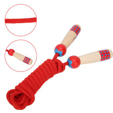 Red Wooden Kids Jump Rope 3m Outdoor Fitness Toy for Children Skipping Rope