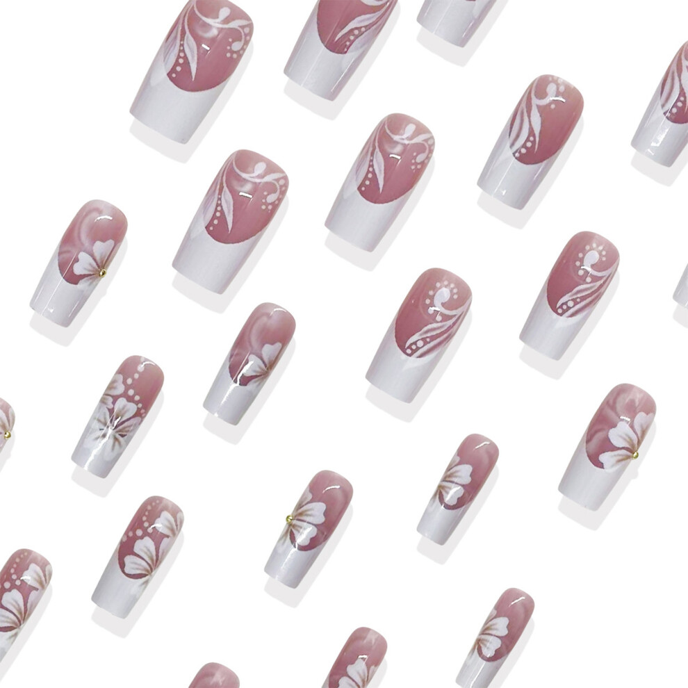 Reach-Tools 24Pcs Nude Pink Square Fake Nails - Durable Stage Wear