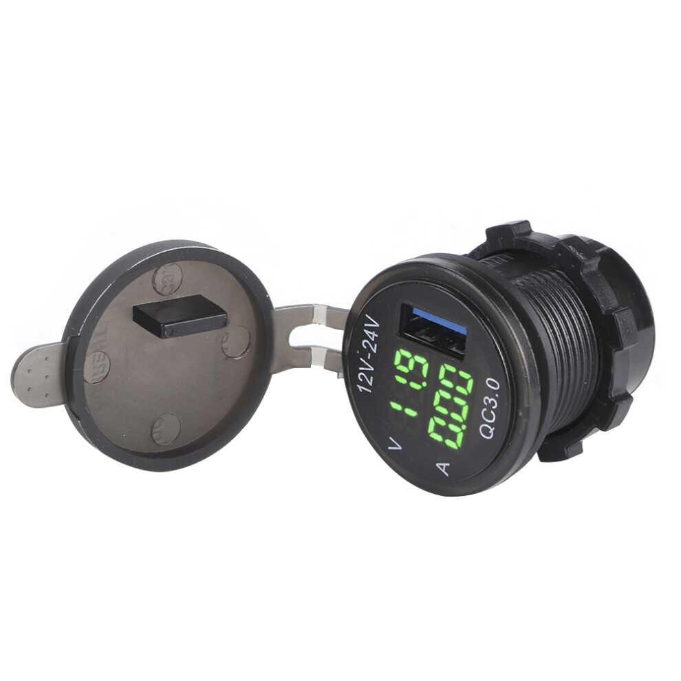 3ÂInâ1 Car Usb Charger With Digital Volt/Amp Meter, Fast 3.1A, Green 9331392307899