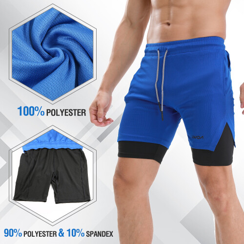 Lixada Men’s 2-in-1 Exercise Shorts with Towel Loop Pockets Quick Dry 1