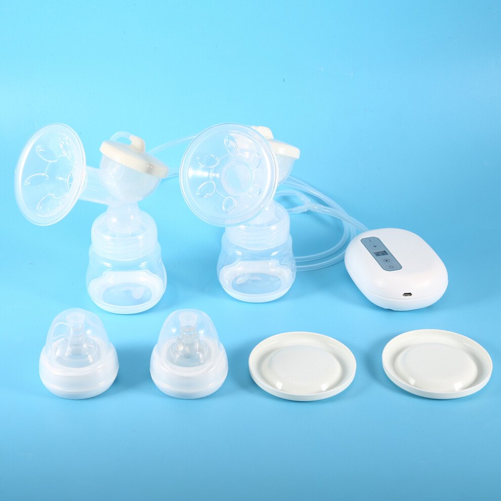 USB Electric Dual Suction Breast Pump - Adjustable, White, 10.5x8cm