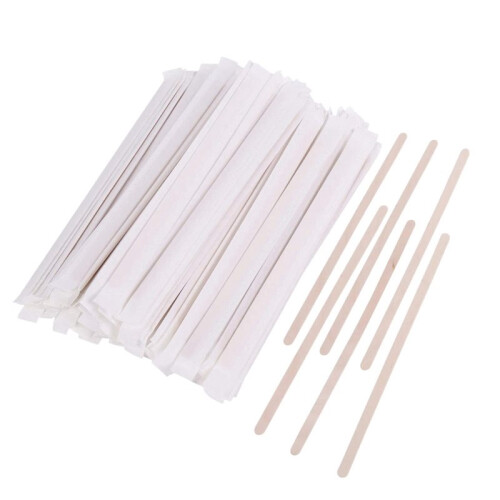 Palitos de Madeira para Mexer Café 7,5 Polegadas - Pacote com 200 Pontas Redondas, Agitadores Ecológicos para Bebidas Quentes, Madeira Natural B 1