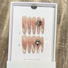 (XS) 10Pcs Rhinestone Acrylic Fake Nails for Wedding Party