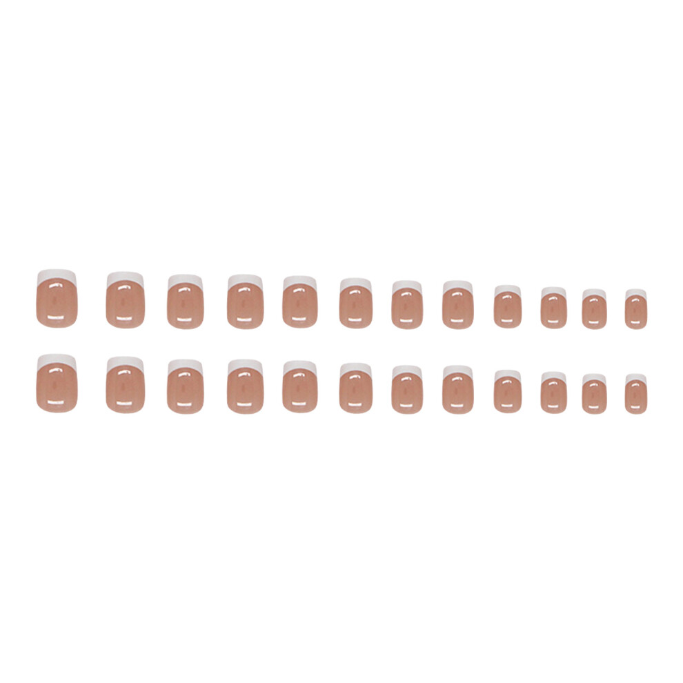 Dcph-Clothing 24Pcs Nude Square Fake Nails, Long Lasting For Women