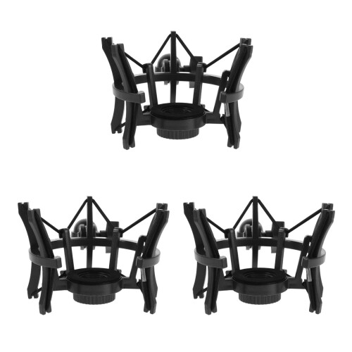 3Pcs Recording Mic Stand Shock Mount Black Plastic and Metal Durable