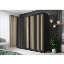 FH Wales 180cm Black Modern Sliding Door Wardrobe