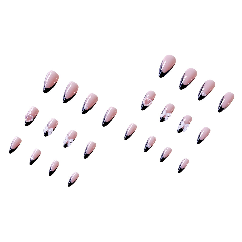 Hue-Grain French Pink Glossy Press-On Nails For Women