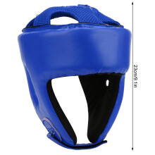 PU Leather Adjustable Boxing Helmet Blue Large Size for Sanda Kickboxing Training