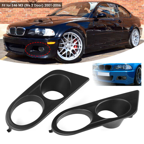 Matte Black Front Foglight Covers Pair E46 M3 2