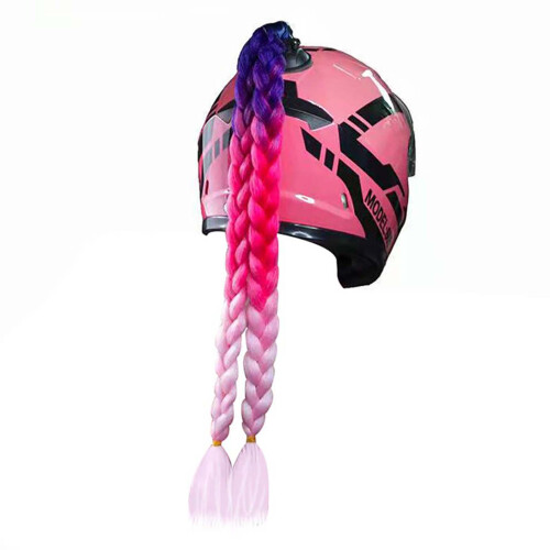 (40) Women\'s Motorcycle Helmet Ponytail Braid - Multicolor 2