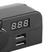 3 in 1 Cigar Lighter Socket Splitter USB Charger Voltmeter 131.3x41x52.3mm