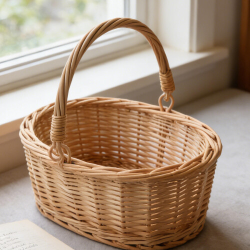 1Panier En Osier Beige Artisanal Pour Décoration 2