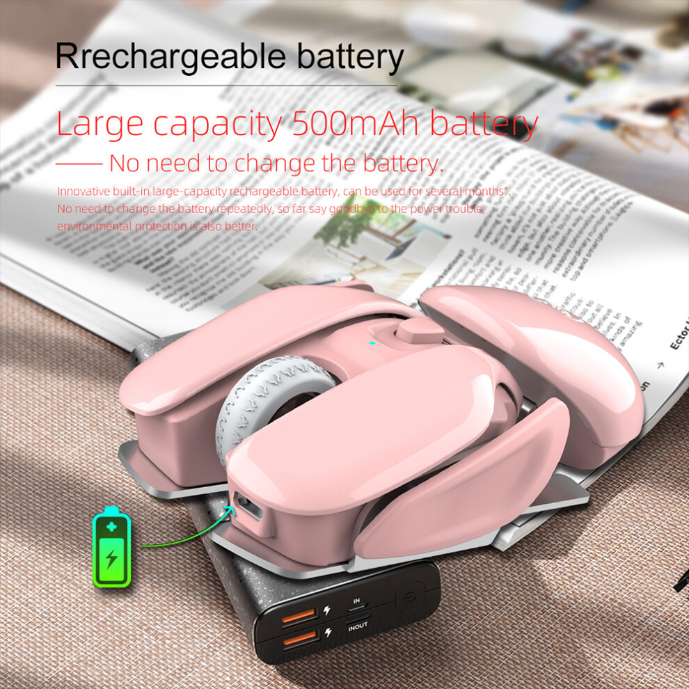 T37 Wireless Mouse 2.4G Rechargeable 500Mah, 1600Dpi Pink/Black 9451392318685