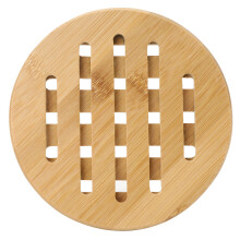 4Pcs Bamboo Heat Insulation Pads Round Non-Slip 15cm Kitchen