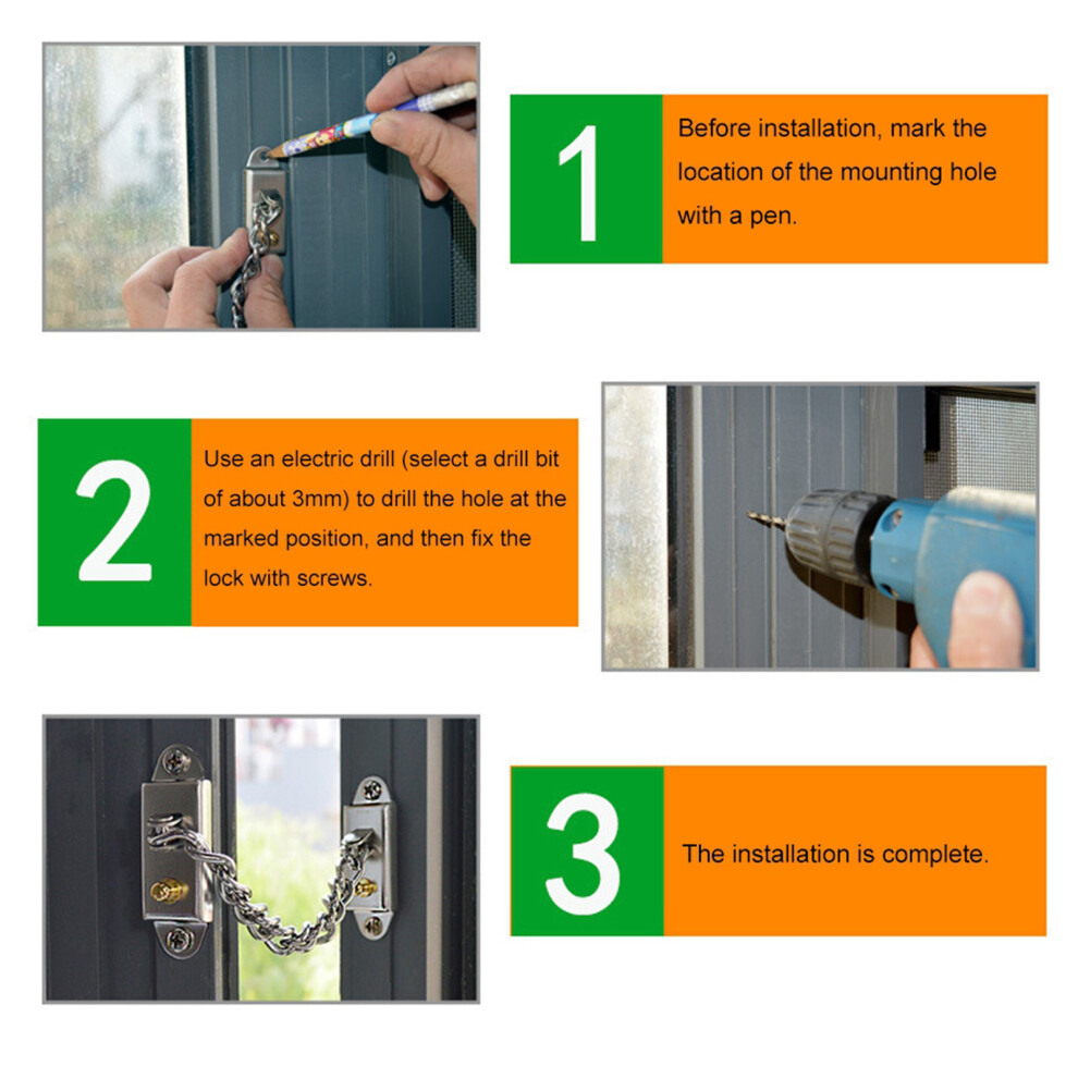 Stainless Steel Child Safety Door Chain Lock 7340572311122