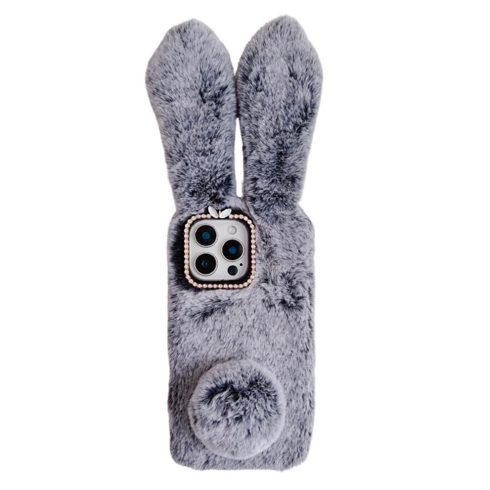 (Gray) Case For Iphone 17E Cute Plush Rabbit Ears Autumn And Winter Plush Phone Case Gray 764563235193