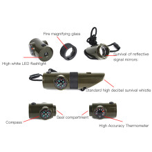 2Pcs Outdoor Survival Whistles with Thermometer Compass & Nylon Rope Gear