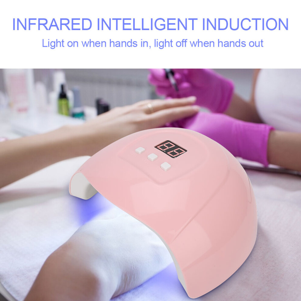 54W USB LED UV Gel Nail Dryer with 18 Chips, Compact 18.7x18x8.3cm