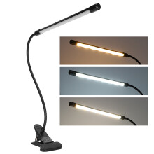 LED Clip Reading Light, 8W, Adjustable Brightness, Black