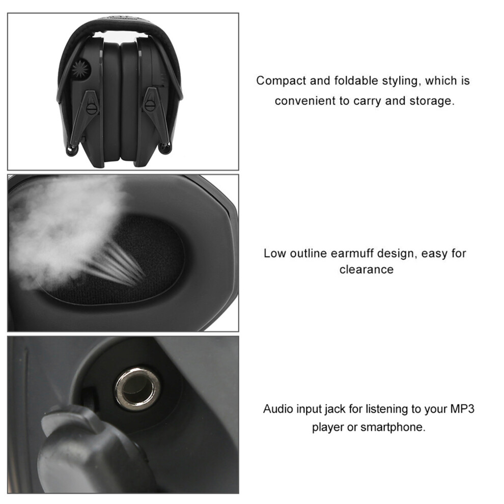 Foldable Noise Reduction Earmuffs, Black, 23Db Protection 3371392322092