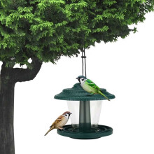 Outdoor Pavilion Bird Feeder, Clear Plastic, 19x18x18cm, Red/Green