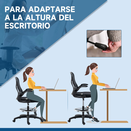 Vinsetto Silla de Escritorio Negro 59 x 65 x 122 cm 2