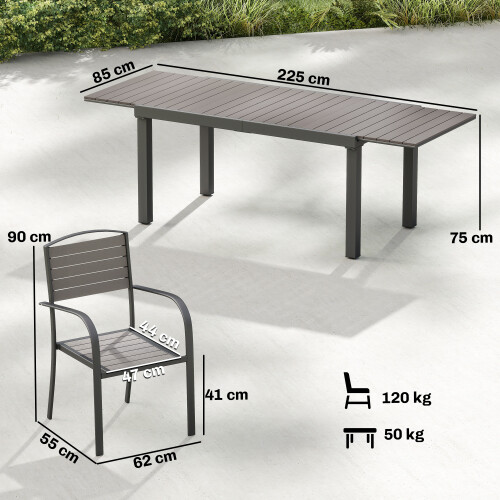 Outsunny Conjunto de Jardín Gris 225 x 85 x 75 cm 2