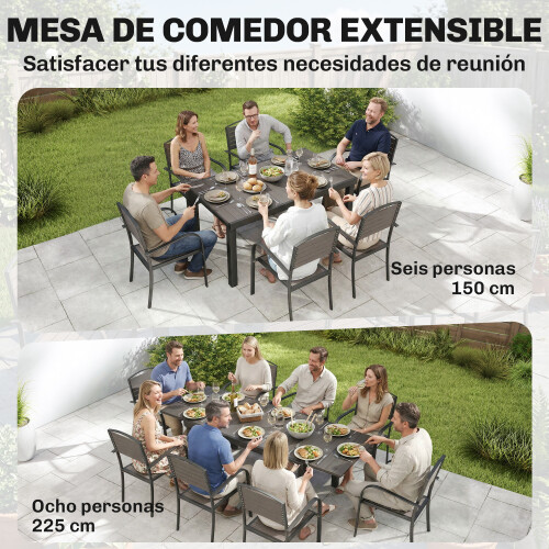 Outsunny Conjunto de Jardín Gris 225 x 85 x 75 cm 1