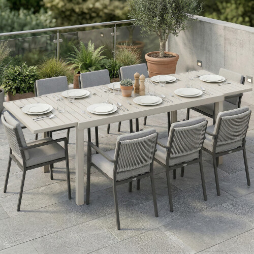 Outsunny Mesa Jardín Extensible Blanco 225 x 85 x 75 cm 1
