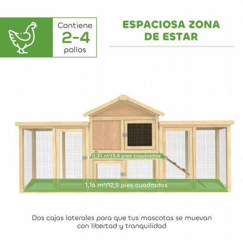 PawHut Gallinero Marrón 204 x 85 x 93 cm 1