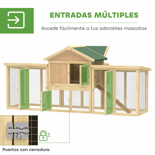 PawHut Gallinero Marrón 204 x 85 x 93 cm 2
