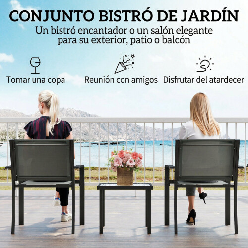 Outsunny Conjunto de Bistró Gris 58 x 58 x 75 cm 1