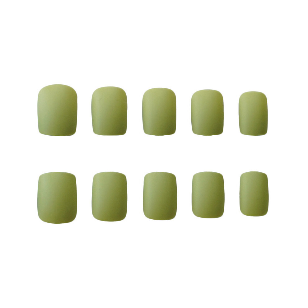 Dcph-Clothing 24Pcs Avocado Green Matte Fake Nails W/Glue