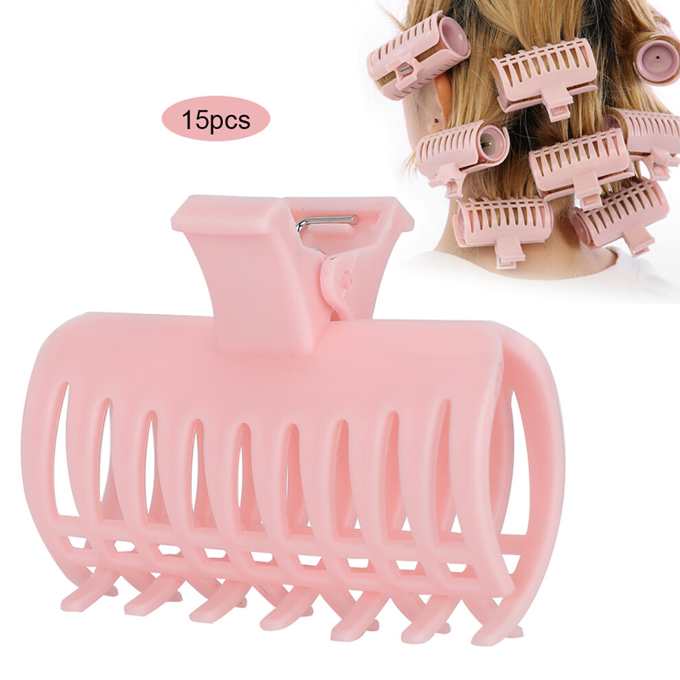 Pink 15Pcs Curler Clip Hair Roller Fixing Clamps For Hairdressing