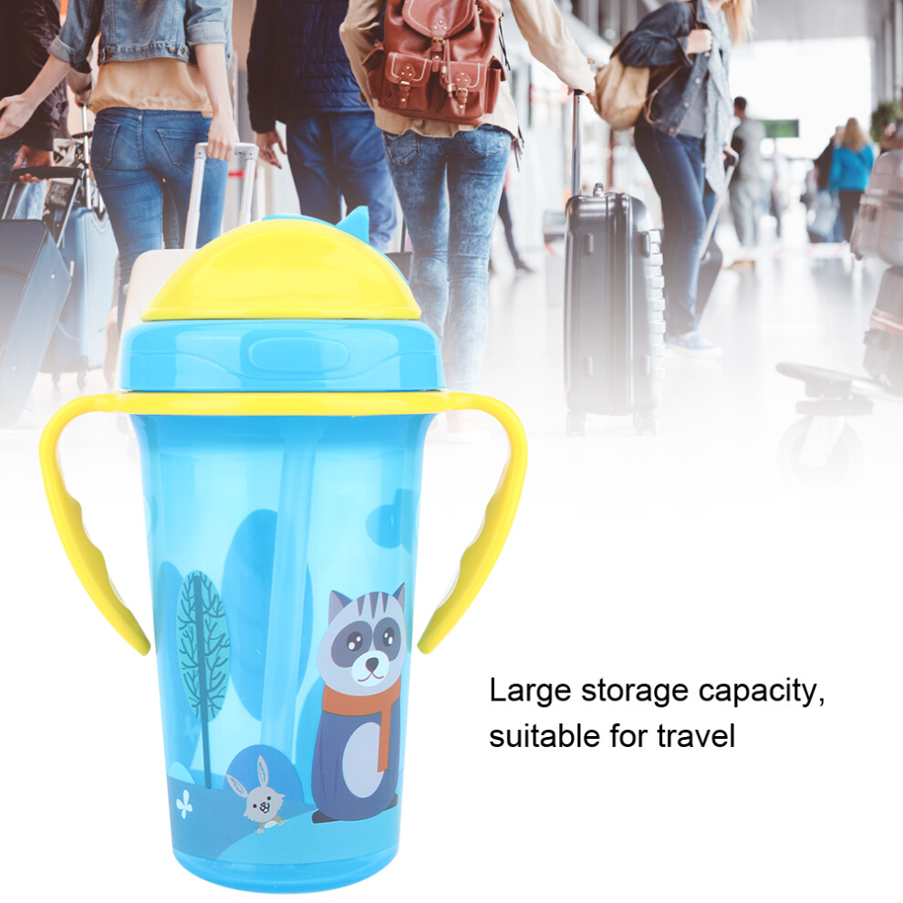 Baby Infant Training Cup With Handle & Straw Toddler Drinking Bottle 8 Oz Blue
