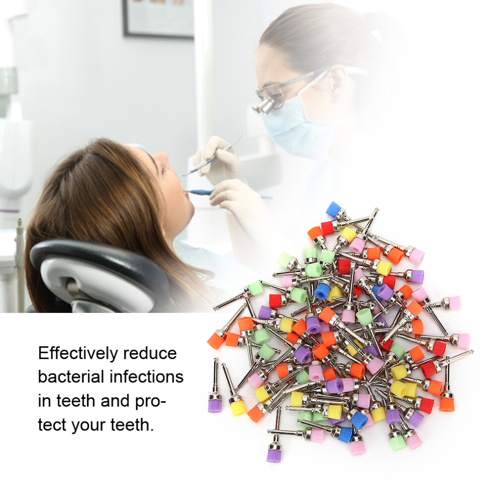 100Pcs Nylon Dental Polisher Brushes - Mixed Colors, 100 Pieces 8731392326639