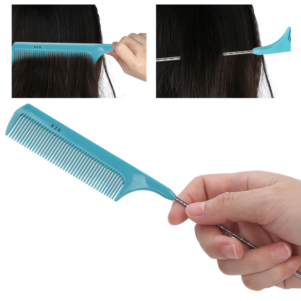 Professional Blue Plastic & Steel Tail Comb for Salon & Home Use 21cm