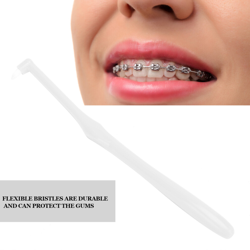 White 3Pcs Orthodontic Toothbrush Small Head For Braces Cleaning