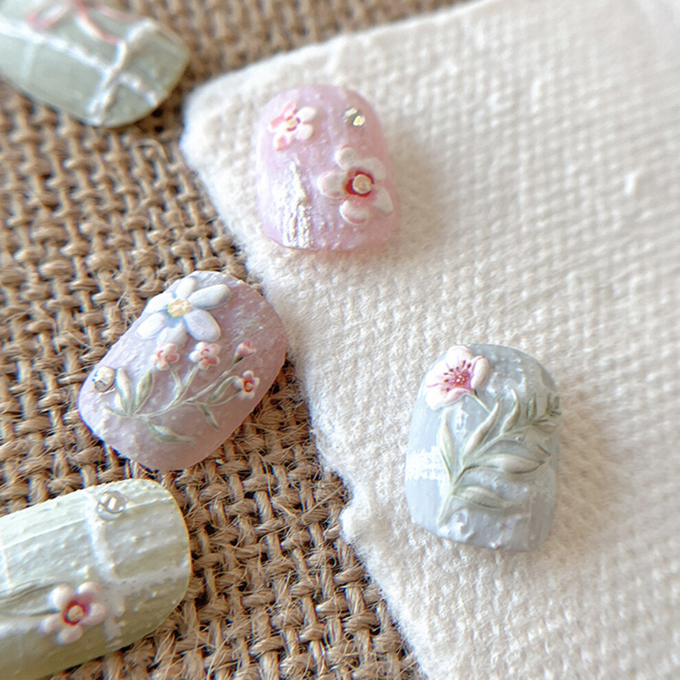 Hue-Grain Colorful Floral Nail Stickers For Women Diy