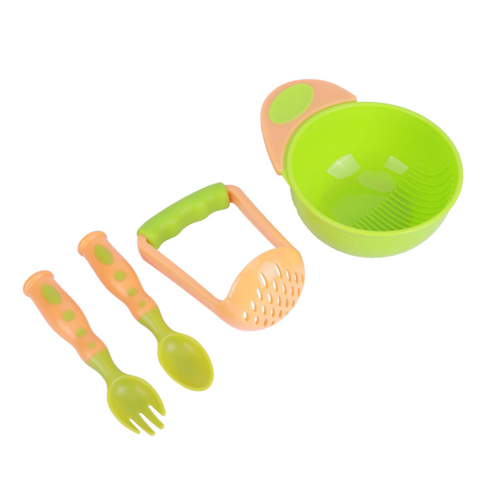 4Pcs Baby Food Masher Set, & Pp+Tpe, Infant Feeding Orange/Green