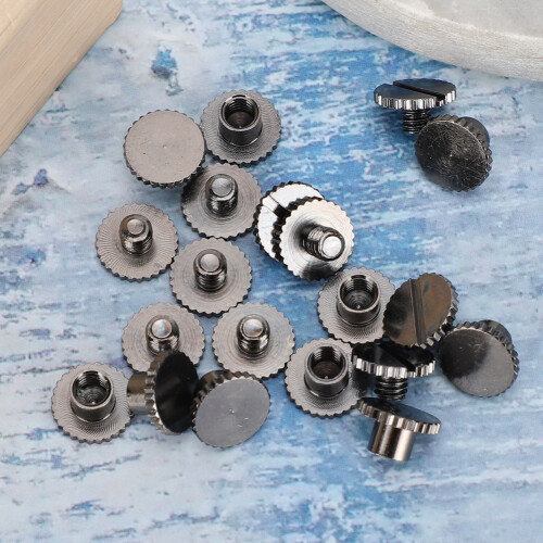 30 Sets Brass Book Rivets Flat Buttons 9.5x4mm Black Tack 2