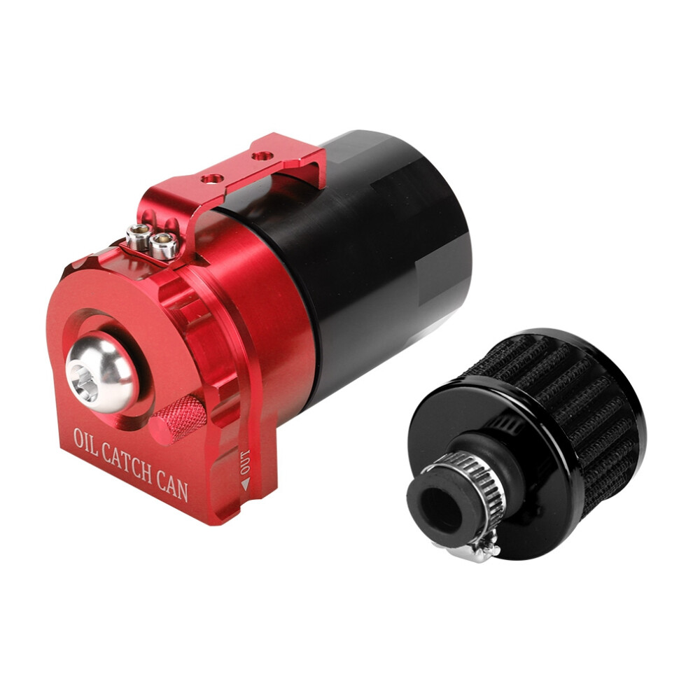 300Ml Aluminum Car Oil Catch Can Reservoir Breather Tank Black/Red 7891392523993