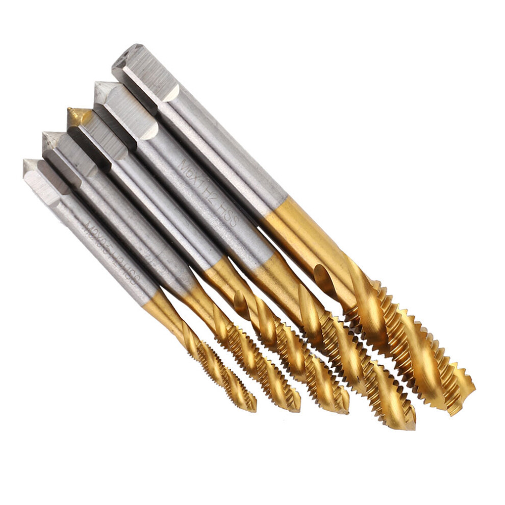 Titanium Coated Flute Tap Kit 5pc HSS M3-8