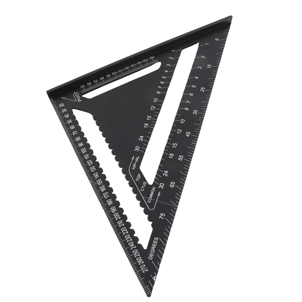 12" Black Aluminum Right Angle Triangle Ruler With Protractor For Carpentry 5071392335112