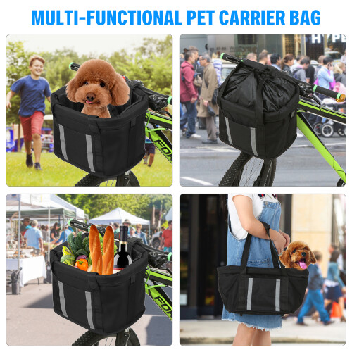 Detachable Bicycle Front Basket with Reflective Strips, 10kg Capacity 2